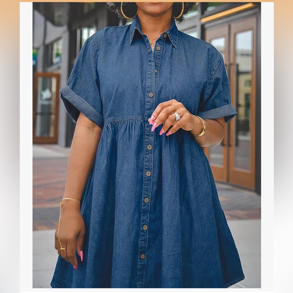 They Look Casual Denim Button-Up Dress - Picture 8 of 8